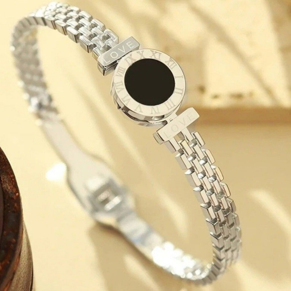 Roman numeral silver bracelet